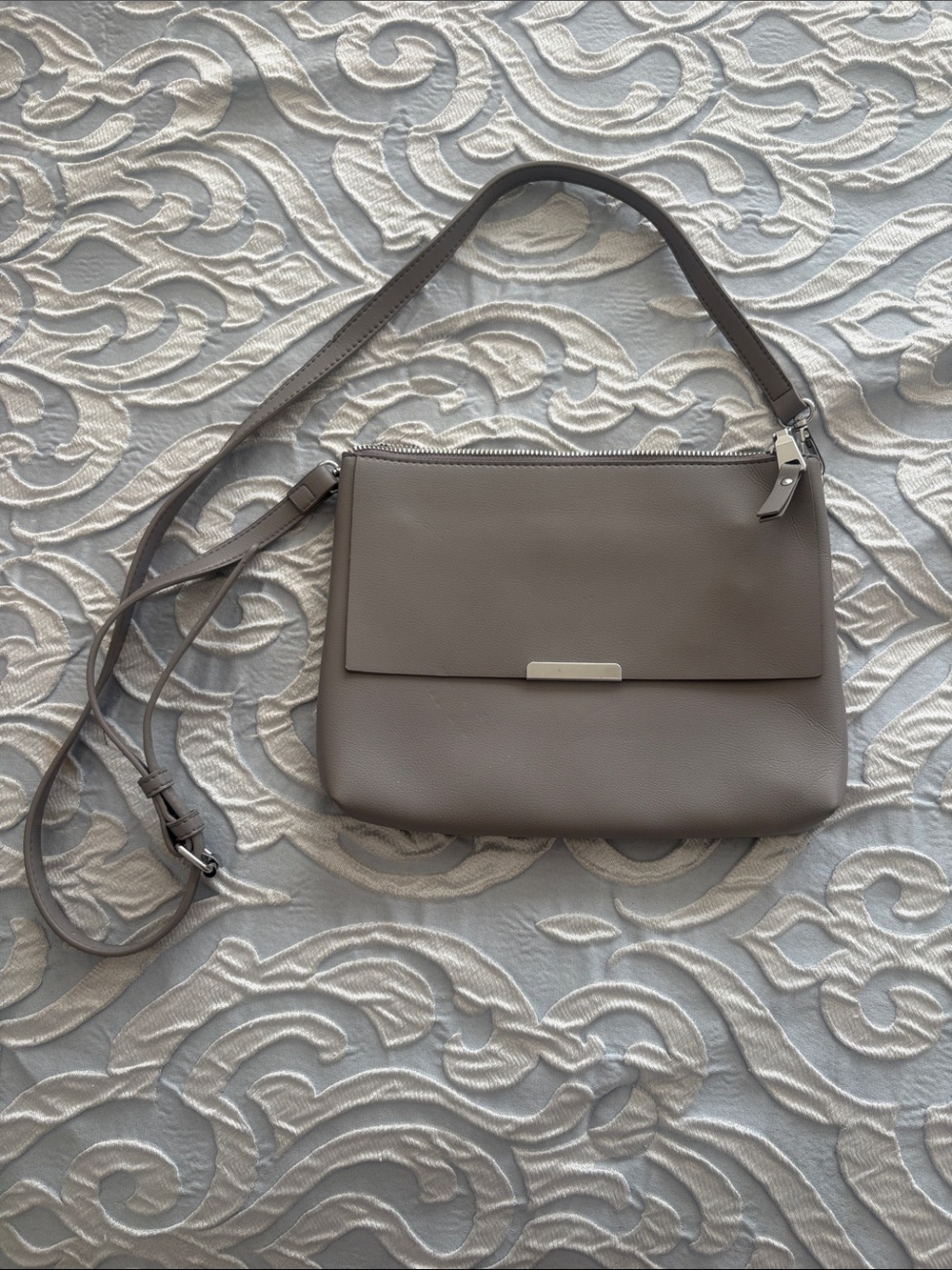 Classic Leather Crossbody Bag in Taupe